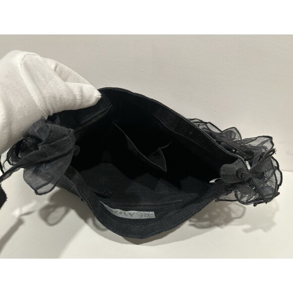 Aspara women vintage evening black silk shoulder handbag - Picture 15 of 16